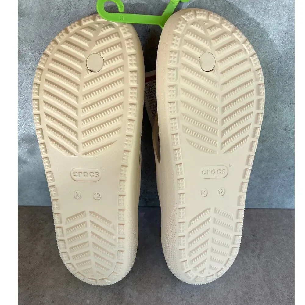Crocs classic flip v2 Cream NEW mens size 12 flipflop thong sandals comfort NWT